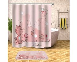 Douchegordijn en badmat - Bad textiel set - Badkamer decoratie - Anti-schimmel polyester - 90x180CM - Meerkleurig