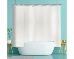 Douchegordijn, extra breed en extra lang model, waterafstotend, schimmelwerend, voor de badkuip thuis, perfect als ruimteverdeler, 240 x 180 cm (b x h), kleur crème