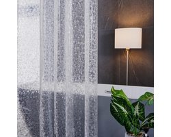 Douchegordijn Extra lang Badgordijn Antischimmel Waterdicht voor Baddouche Transparant Eva gordijn Antibacterieel met 12 Doucheringen Geplaveide Extra grote zoom van 200x200cm met Stenen