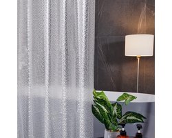 Douchegordijn Extra lang Badgordijn Antischimmel Waterdicht voor Baddouche Transparant Eva gordijn Antibacterieel met 12 Doucheringen Sprankelend Extra grote zoom van 200x200cm met Stenen.