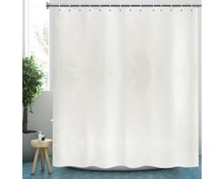 Douchegordijn, extra lang en extra groot douchegordijn, van polyester textiel, schimmelwerend, waterafstotend, voor thuis, badkamer, 200 x 240 cm (b x h), kleur crème