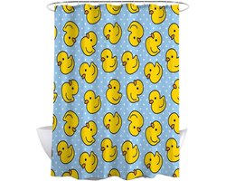 Douchegordijn geel met schattige eendjes 120x180 cm - Waterdicht en anti-schimmel - Voor thuis en hotel - Badkamer decoratie met eendmotief.