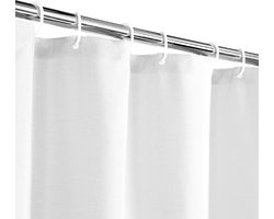Douchegordijn in vlaslinnen stof - zware stof van 240 g/m² - luxe hotelstijl - wasbaar - wit - 120 x 200 cm douchegordijn 120x200