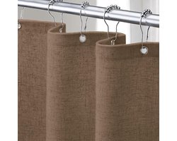 Douchegordijn Linnen- Luxe Badkamer Gordijn in Scandinavische Stijl - Waterafstotend Douchegordijn 183x198 cm - Dikke Kwaliteit voor Badkamer en Douche-Bruin