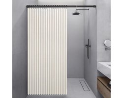 Douchegordijn Linnen - Opvouwbaar Gordijn - Badkamer Organisatie - Magnetische Sluiting - 100x200 cm - Beige