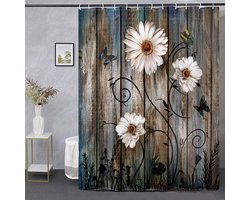 Douchegordijn - Maat XL - Hoogte 240 cm * Breedte 180 cm - Scheidingsgordijn - Badkamergordijn - Bloemen douchegordijn - Elegant douchegordijn - Douchegordijnstof - Douchegordijn - Waterdicht badkamergordijn - Douchegordijn - Douchegordijn badkuip