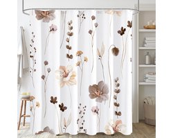 Douchegordijn met aquarel bloemenprint - badkamer accessoires - Douchegordijn - Moderne minimalistische stijl - Waterdicht - 200*180 cm - Polyester - Bruin