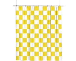 Douchegordijn met ruitjespatroon - vintage ruitjespatroon - machinewasbaar - geel - 180 x 180 cm