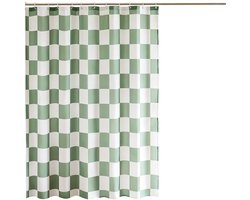 Douchegordijn met ruitjespatroon - Vintage ruitjespatroon - Machinewasbaar - Groen - 180 x 180 cm