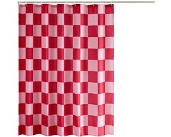 Douchegordijn met ruitjespatroon - vintage ruitjespatroon - machinewasbaar - roze - 180 x 180 cm