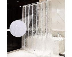 Douchegordijn - PEVA-materiaal - Badkamerdouchegordijn - 3D waterkubuspatroon - Waterdicht - Schimmelwerend - Geschikt voor douches/baden/campers - Geen boren nodig - Transparant - 3D waterrimpelpatroon - 200x200 cm - 1 set