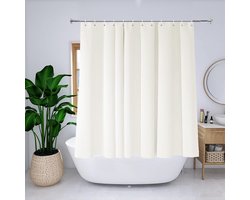 Douchegordijn, polyester, waterafstotend, met metalen ogen, breedte 180 x hoogte 150 cm, beige