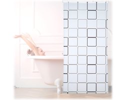 douchegordijn square - 100 x 240 cm - waterafstotend - plafondmontage - semi-transparant