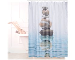 douchegordijn stenen - 180 x 180 cm - anti schimmel - wasbaar - badkamer