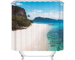 Douchegordijn Strand - Textiel Gordijn - Badkamer Decoratie - Waterproof Polyester - 180x180 cm - Strandmotief