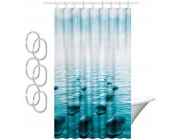 Douchegordijn Textiel 150x200cm Waterdicht met Haken - Stenen Design