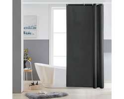 douchegordijn van polyester stof, schimmelbestendig, waterafstotend en wasbaar materiaal, voor hoekdouche en kleine badkuip, met 6 gordijnringen, donkergrijs, 80 x 180 cm