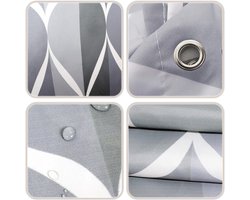 Douchegordijn voor badkamer 200 x 200 cm Schimmelbestendig dik polyester geometrisch douchegordijn voering waterdicht lang badgordijn met haken, wasbaar en verzwaarde zoom