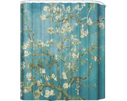 Douchegordijn voor Badkamer met Haken - Groen - Douchegordijn Anti Schimmel - Amandelbloesem Van Gogh Blauw - Natuur & Bloemen - Douche Gordijn 180X180 cm - Shower Curtain - Badkamer & Sanitair