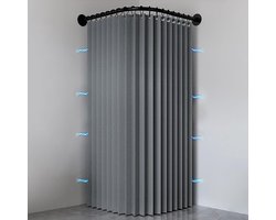 Douchegordijn Vouwbaar - Waterdicht Gordijn - Badkamer Organisatie - Magnetische Scheiding - 220x200cm - Grijs