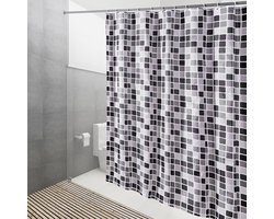 Douchegordijn, wasbaar, roestvrij, niet-absorberend, snel drogend, geurloos, geschikt voor badkamers en doucheruimtes, 180 x 200 cm mozaïekpatroon.