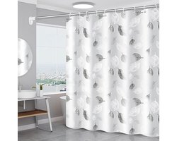 Douchegordijn, waterdicht, badgordijn met 12 douchegordijnringen, wasbaar douchegordijn, 200 x 200 cm