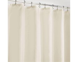 Douchegordijn - waterdicht materiaal/polyester/antischimmel/modern/met 12 verstevigde ophangogen en gewichten in de zoom - Natuurlijk