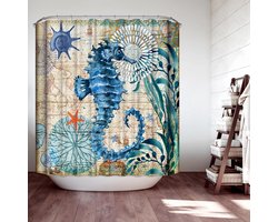 Douchegordijn Waterdicht - Polyester Gordijn - Badkamer Decoratie - Schimmelwerend Materiaal - 180x180 cm - Kleurrijk Zeepaard