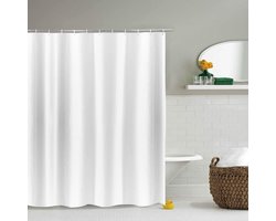 Douchegordijn wit 180x220cm textiel, schimmelwerend machinewasbaar met metalen ogen, breedte 180 x hoogte 220 cm