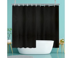 Douchegordijn zwart lang 300 extra breed douchegordijn extra lang waterafstotend gordijn voor badkamer en badkuip, perfect als scheidingswand, breedte 300 x hoogte 200 cm