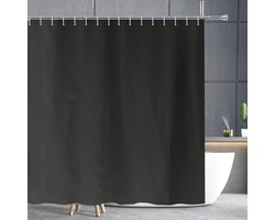 Douchegordijn zwart, polyester textiel, waterafstotend, wasbaar, schimmelwerend, voor de badkamer thuis, 200 x 200 cm