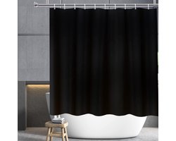 Douchegordijn zwart, polyester textiel, waterafstotend, wasbaar, schimmelwerend, voor de badkamer thuis, 200 x 200 cm