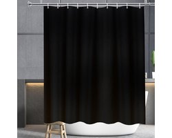 Douchegordijn, zwarte stof, wasbaar, textiel, machinewasbaar, met metalen ogen, breedte 180 x hoogte 220 cm