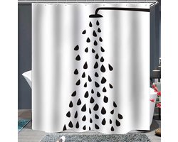 douchegordijnen - zwart-witte douche - douche gordijn - 180* 180 cm - Met kunststof haak - Voor badkamer en toilet - mooie waterdichte stof met kleurrijk en helder ontwerp - Polyester