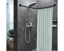 douchegordijnstang zonder boren- 75-90 x 95-130 CM maat-304 roestvrij L-vormige badkamer bad hoek-stang rek -voor badkamer