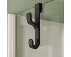 Douchehaak - Universele Douchecabine Haak - zwart Douchewand Haak - Douchehanger 1 stuk - twee haakjes - Gemaakt van premium kwaliteit PET voor een duurzame en stijlvolle uitstraling