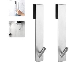 Douchehaken zonder boren - 2 stuks roestvrijstalen handdoekhaken voor glazen douchewand - zelfklevend & rubberbescherming