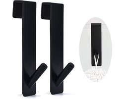 Douchehaken zonder boren – 2 zwarte handdoekhaken RVS met rubberbescherming voor glazen douchewand – zelfklevend