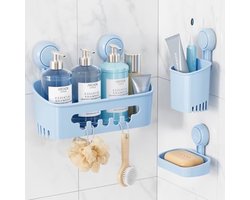 Douchehouder Zuignap Set - Roestvrij en Verwijderbare Organizer voor Badkamer en Keuken