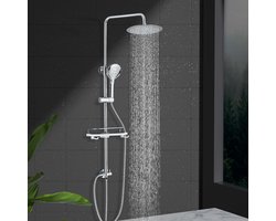 Douchekolom regendouche Douchemixer regendouche gechroomd Doucheensemble Douchesysteem met planken, regendouche cascade, ABS handdouche 3 functies voor badkamers