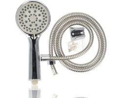 Douchekop 10 cm Waterbesparend - Handdouche 5 Functies | 1.5m Slang, Wandhouder, Chroom Antikalk