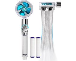 Douchekop - Douchekoppen - Regendouche - Waterbesparende hoge druk douchekop met filter en pauzeknop, eenvoudig te installeren, turbocompressie, 360掳 draaibaar (blauw)