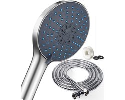 Douchekop grote douchekop met roestvrijstalen slang - waterbesparend drukverhogend - chroom - 7 modi douche