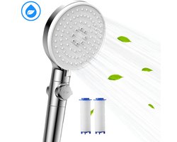 Douchekop Hoge Druk met Filter - 30% Waterbesparende Douchekop - 5 Sproeistanden Handdouche - Regendouche met Waterfilter - Douchekoppen - Betere Huid - Douchekop Regendouche Inclusief 2 Extra Douchefilter - Zilver