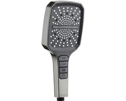 Douchekop Iridescent - 8 Power Standen Regendouchekop - Regendouche - Doucheset - Ø 17cm - Handdouche - Vierkant Douchekop Met 8 Standen - Hoge Druk - Waterbesparend - Handdouchekop - Mat Grijs/Zwart