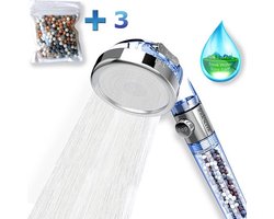 Douchekop Iridescent Ludoris - Waterbesparend Met Douchefilter - 4 Verschillende mineralen - Regendouchekop - Regendouche - Doucheset - Handdouche - Douchekop Met 3 Standen - Hoge Druk - Waterbesparend - Handdouchekop - 3x Extra Navulling