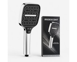 Douchekop Iridescent - Regendouchekop - 9 Power Standen Regendouche - Ø 17cm - Handdouche - Vierkant - Douchekop met 9 Standen - Hoge Druk - Waterbesparend - Handdouchekop - Mat Grijs / Zwart
