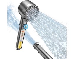 Douchekop met 15-Laags Filter - Grijze Handdouche - Hogedruk met Waterbesparende Technologie - Zelfreinigende Sproeiers - Voor Een Zachte Huid en Gezond Haar