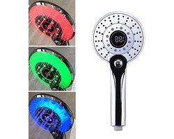 Douchekop met 3 kleuren temperatuurregeling en digitale temperatuurweergave - waterbesparende handdouche met 3 modi