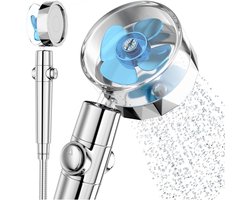 Douchekop met Filter - Waterbesparende Kop - Anti-Kalk & Drukverhogend - Universele Turbo Douche - Met Start-Stopknop - Zilver - 1 Stuk